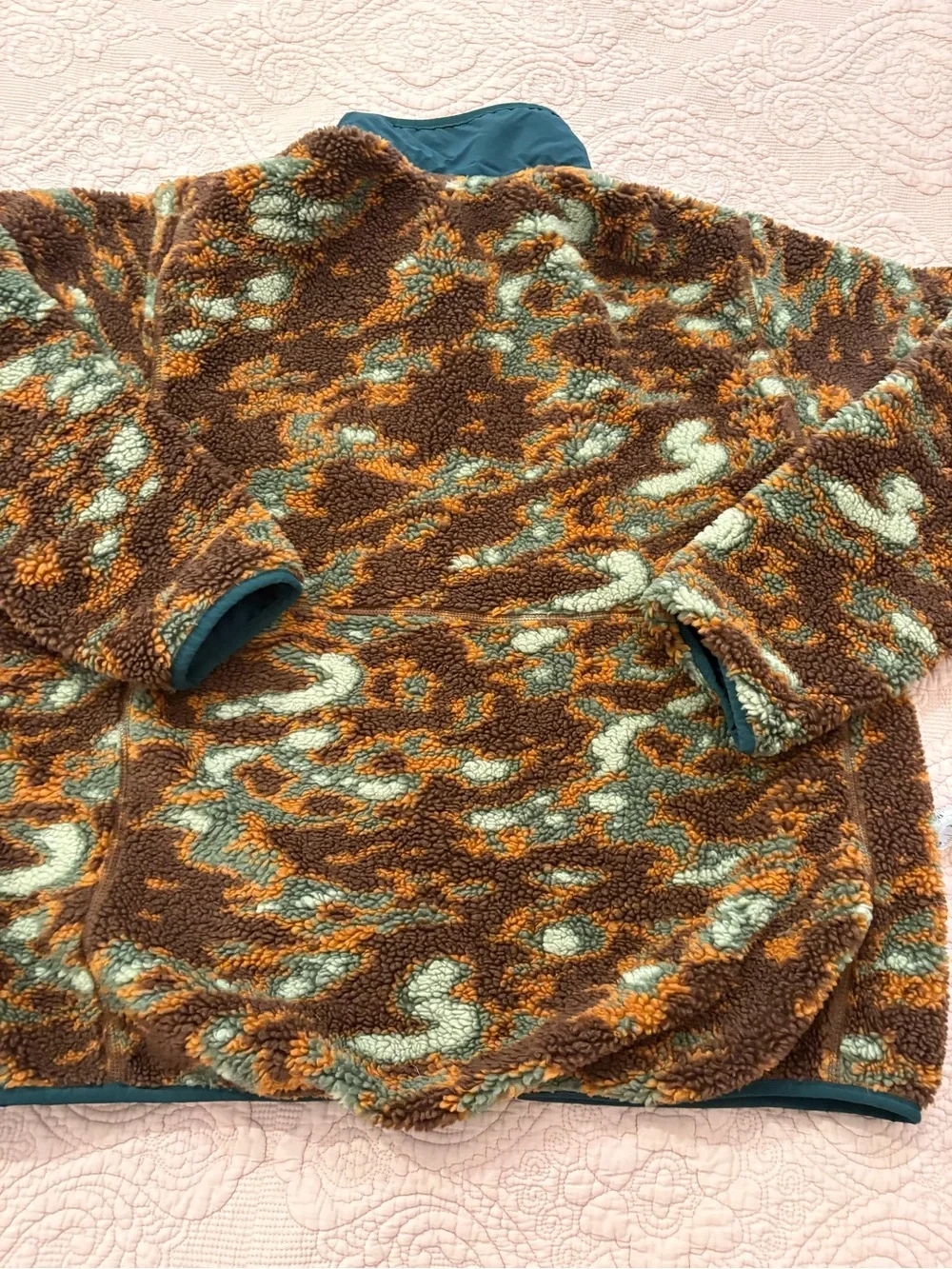 EUC The North Face Mens Brown Camo Fleece Jacket